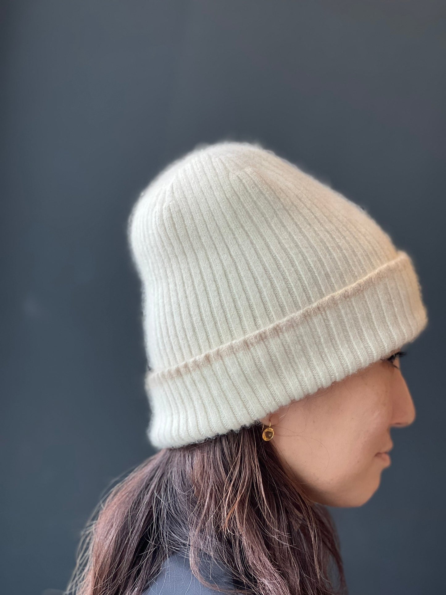 【CadenaCashmere】 カシミヤ深めダブルニット帽(ニットキャップ)