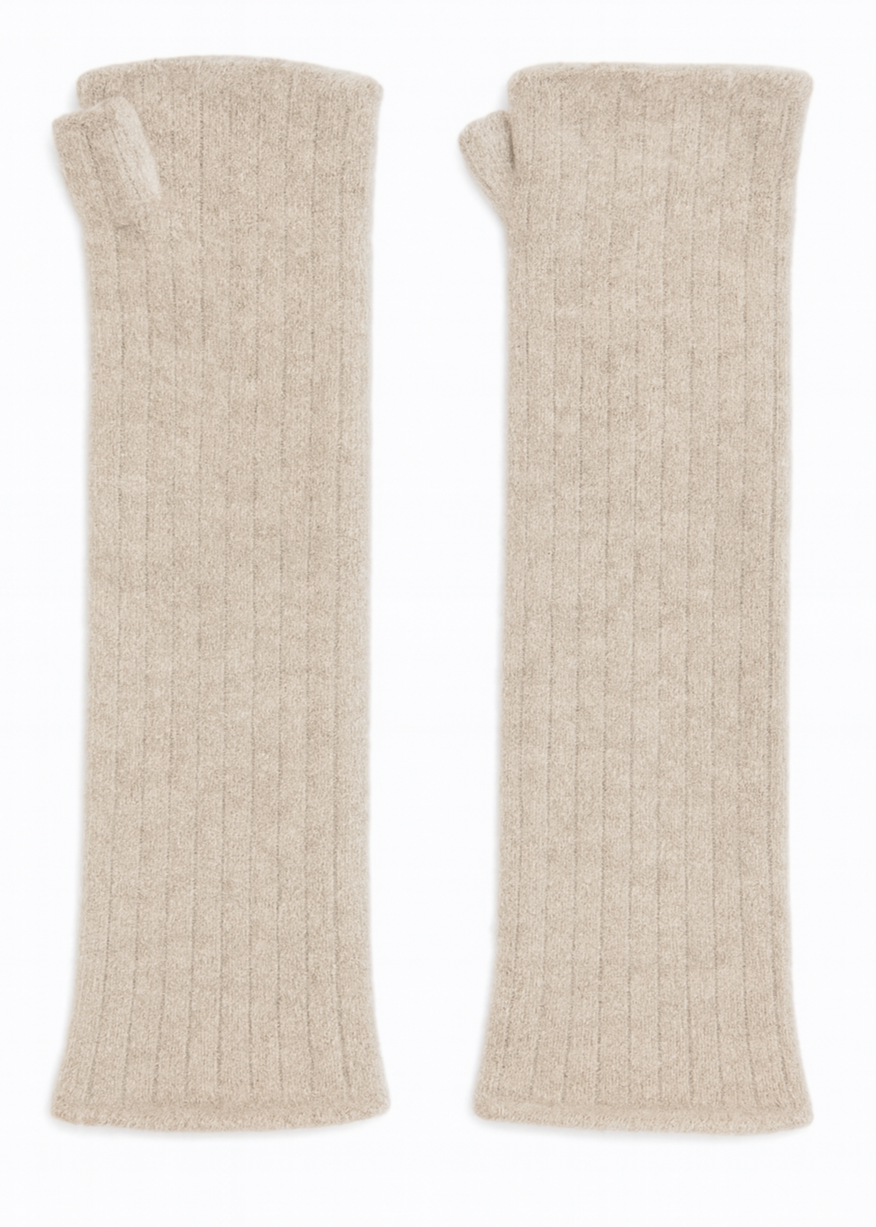 【CadenaCashmere】カシミヤ総リブ編みアームウォーマー