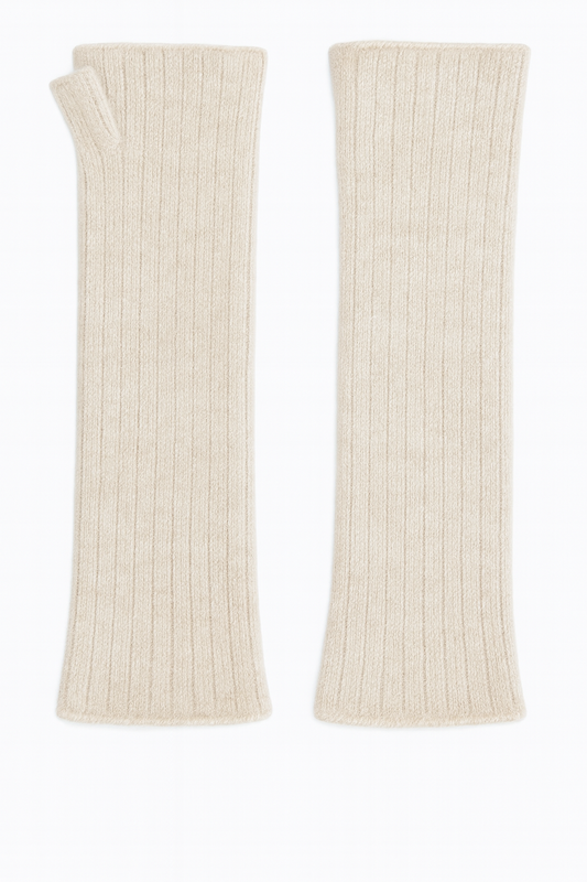 【CadenaCashmere】カシミヤ総リブ編みアームウォーマー
