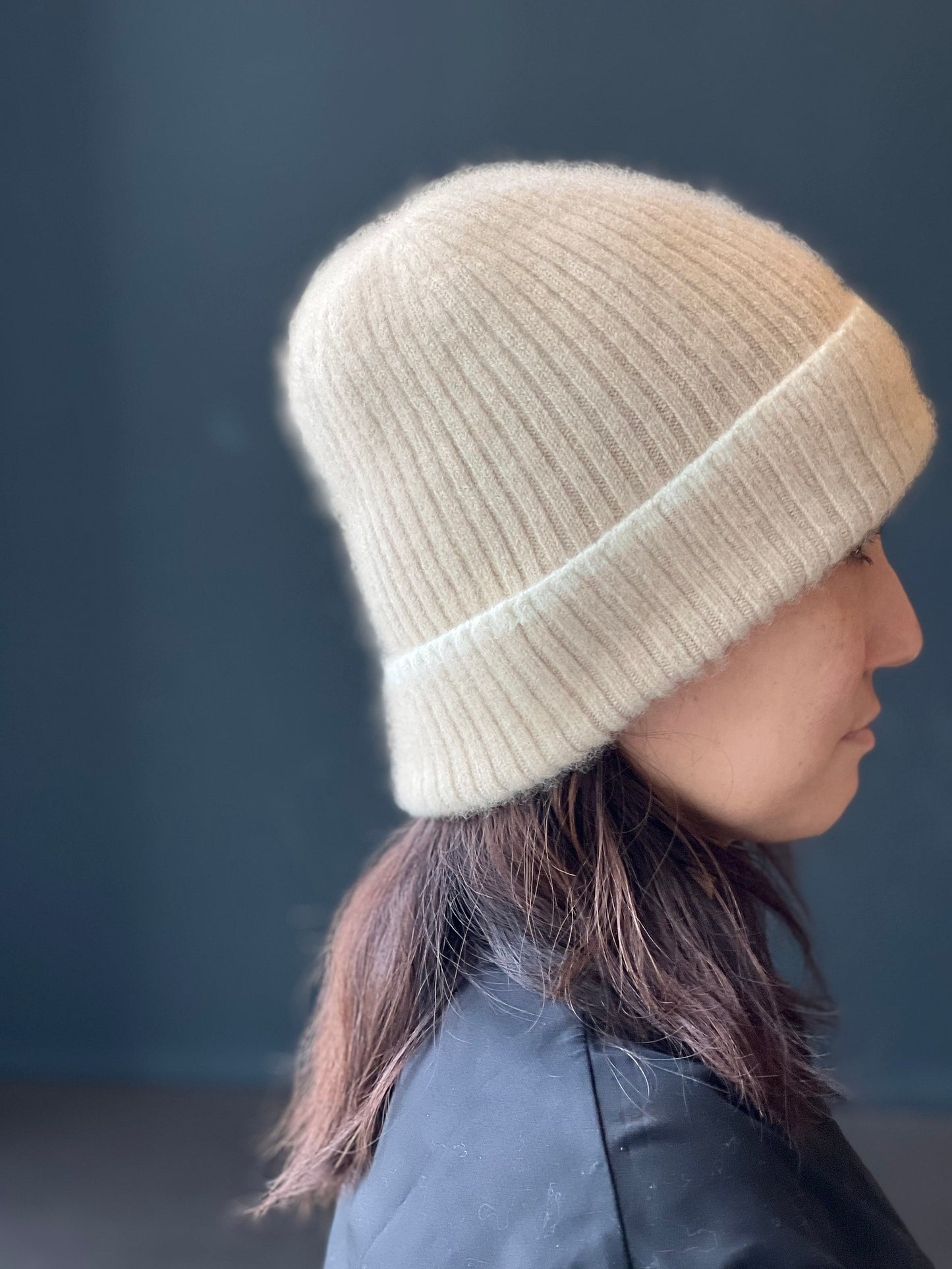 【CadenaCashmere】　カシミヤ深めダブルニット帽（ニットキャップ）